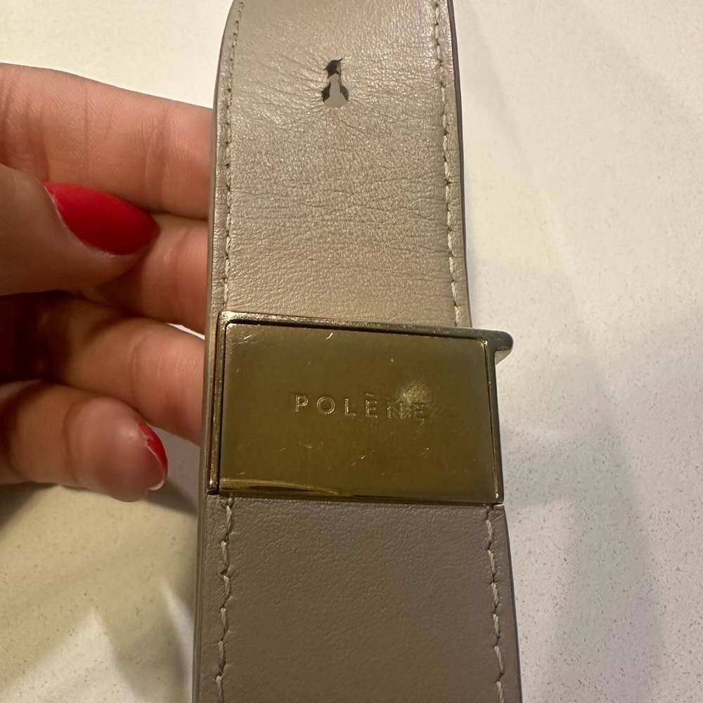 Polène Taupe Leather Crossbody Bag with Gold Hardware - Picture 2 of 9
